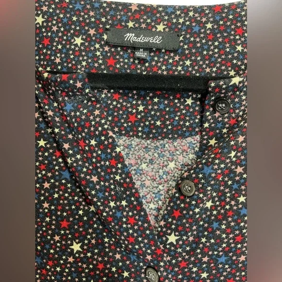 Madewell Studio Ruffle Hem Top in Dark Mediterranean Stars Size Medium - Picture 5 of 10